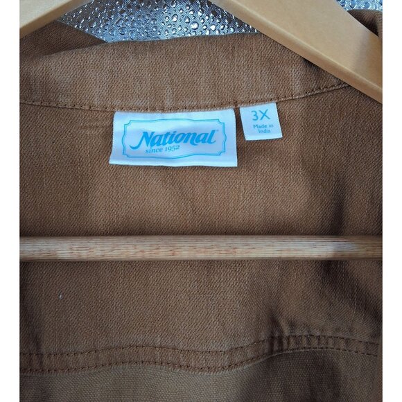 National Womens Button-Up Jacket 3X Brown - Picture 3 of 7
